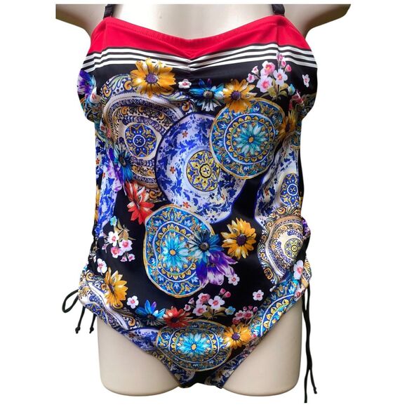 Fantasie Lascari Sized-Cup Bandeau Swimsuit Size 34D Multicolor Medallion floral - Picture 3 of 12